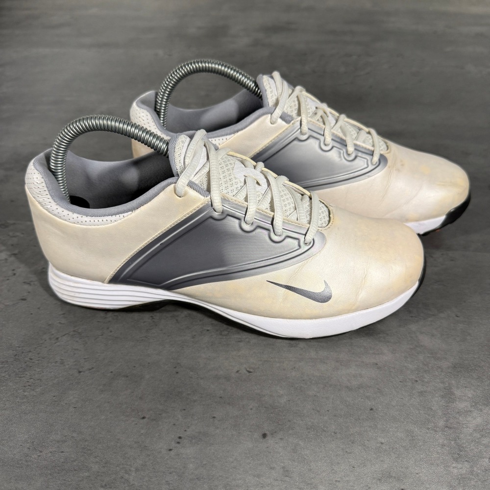 Nike Power Channel TAC Golf Shoes Women 7.5 Cream Grey 612671-100 Spiked Sneaker